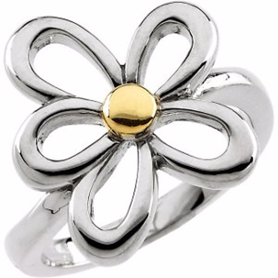 50700:100003:P 10kt White & Yellow Floral Ring 