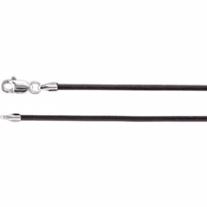 CH613:2988814:P 14kt White 1.5mm Black Leather 7" Cord
