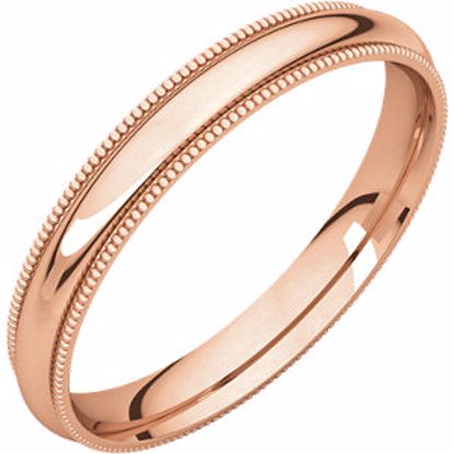MGR5.5:276293:P 14kt Rose 3mm Milgrain Comfort Fit Band
