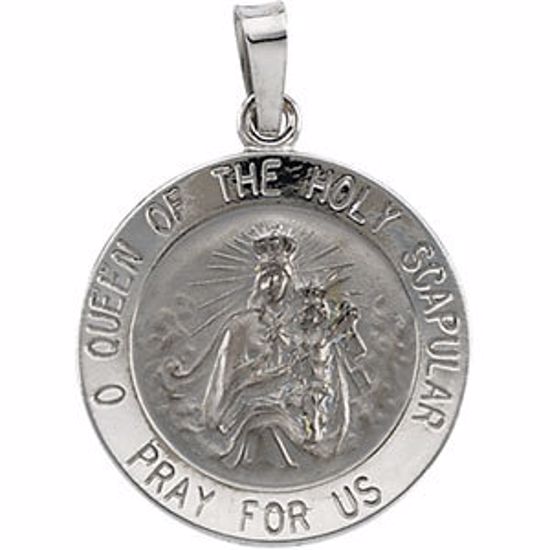 R5075:254398:P 14kt White 18mm Round Scapular Medal