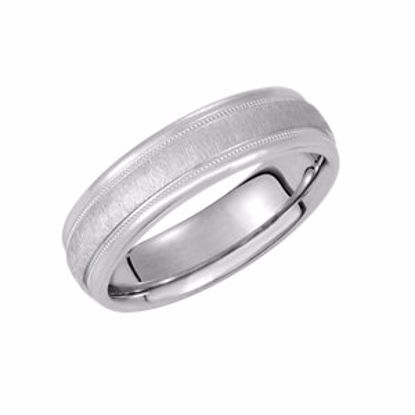 5731:220000:P 14kt White 6mm Comfort-Fit Milgrain Band with Florentine Finish Size 7