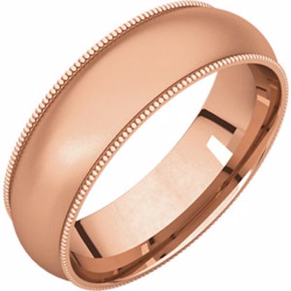 MGR12:113146:P 14kt Rose 6mm Milgrain Comfort Fit Band