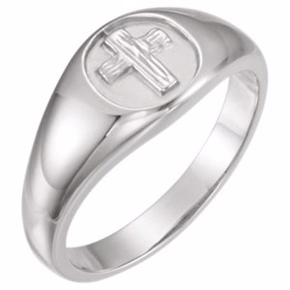 R16612KIT:101813:P 14kt White The Rugged Cross® Chastity Ring Size 8