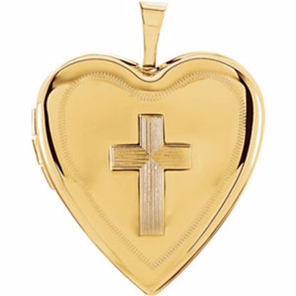 R41629:60004:P 14kt Yellow 20.75x19.25mm Cross Heart Locket 