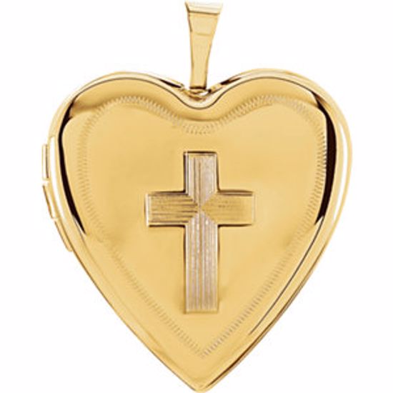 R41629:60004:P 14kt Yellow 20.75x19.25mm Cross Heart Locket 