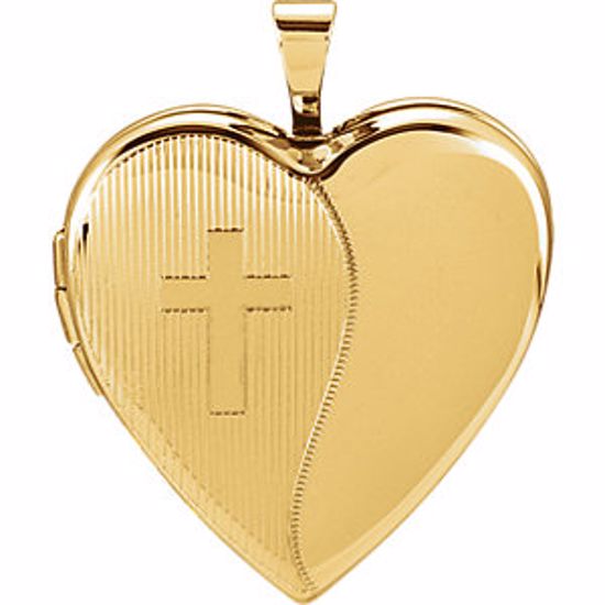 R41631:60002:P 14kt Yellow 20.5x19mm Heart Cross Locket