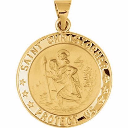 R41608:60004:P 14kt Yellow 21.75mm Hollow Round St. Christopher Medal