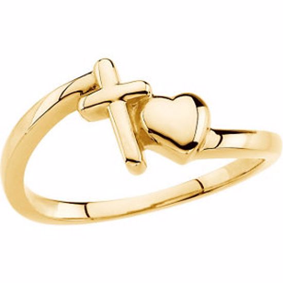 R16678KIT:100001:P 14kt Yellow Cross & Heart Chastity Rings® 