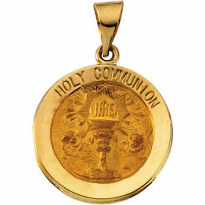 R41621:60002:P 14kt Yellow 18.5mm Hollow Holy Communion Medal