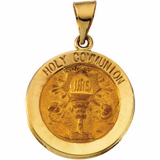 R41621:60002:P 14kt Yellow 18.5mm Hollow Holy Communion Medal