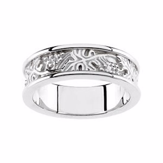 50714:100002:P 14kt White 6mm Leaf Design Band Size 6