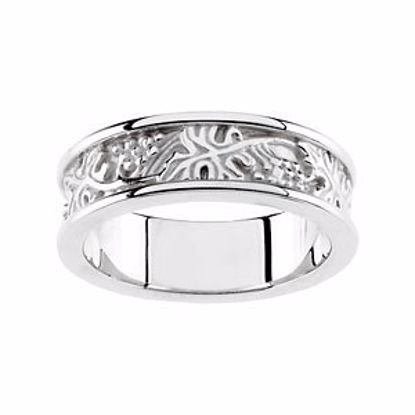 50714:100005:P 14kt White 6mm Leaf Design Band Size 5