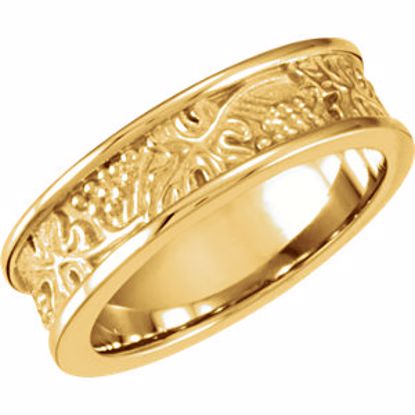 50714:100010:P 14kt Yellow 6mm Leaf Design Band Size 8