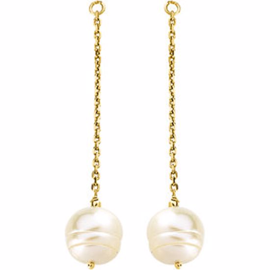 65780:60001:P 14kt Yellow 9-11mm Freshwater Cultured Pearl Earring Jackets