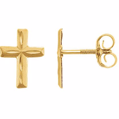 19247:60001:P Youth Diamond Cut Cross Earrings