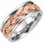 50742:60005:P 14kt White & Rose 8mm Hand Woven Band Size 7
