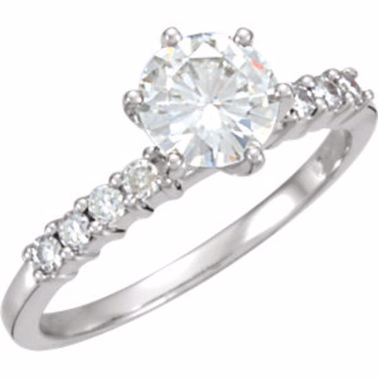 65756:60001:P Charles & Colvard Moissanite® & Diamond 6-Prong Engagement Ring or Band