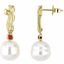 64947:100300:P 18kt Yellow 3mm Coral & 11mm South Sea Cultured Pearl Earrings