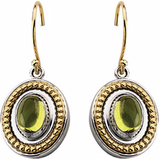 65982:60001:P Sterling Silver & 14kt Yellow Peridot Earrings