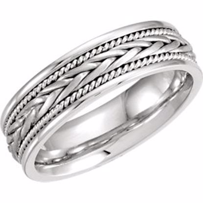 50635:400550:P Platinum 6.75mm Hand-Woven Band Size 8