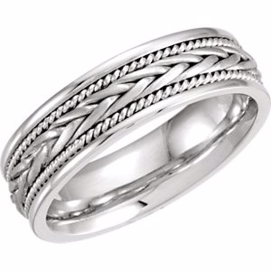 50635:400550:P Platinum 6.75mm Hand-Woven Band Size 8