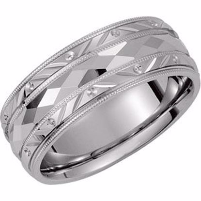5717:143926:P 14kt White 6mm Comfort Fit Design Band Size 10