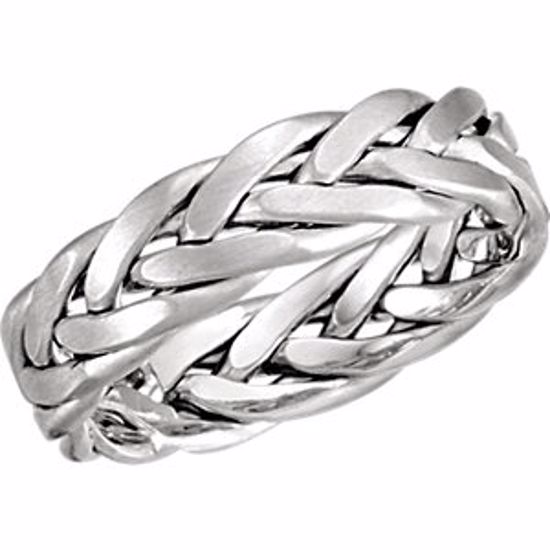 50628:10000:P 14kt White 6.5mm Hand Woven Band Size 4.50
