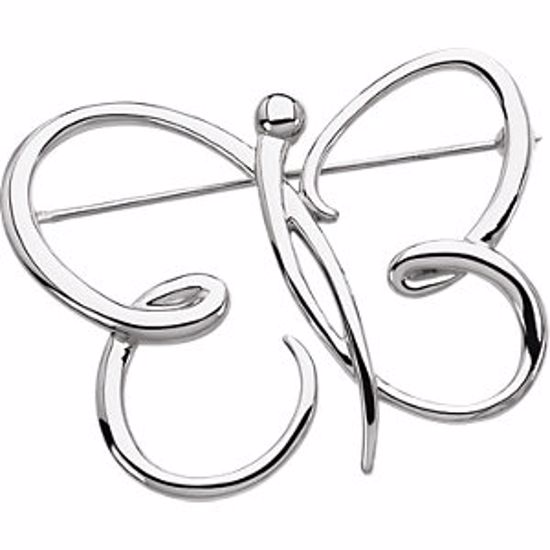84069:100001:P 14kt White Butterfly Brooch