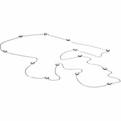 66265:60001:P 14kt White Checkerboard Swiss Blue Topaz 40" Necklace