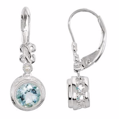 66278:60001:P 14kt White Aquamarine & .02 CTW Diamond Earrings