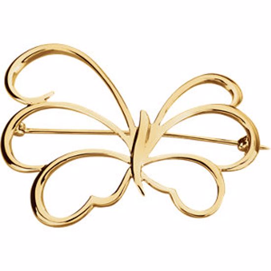 84070:100004:P 10kt Yellow Butterfly Brooch
