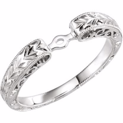 121507:60001:P 14kt White Hand Engraved Engagement Base Size 6