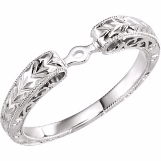 121507:60001:P 14kt White Hand Engraved Engagement Base Size 6
