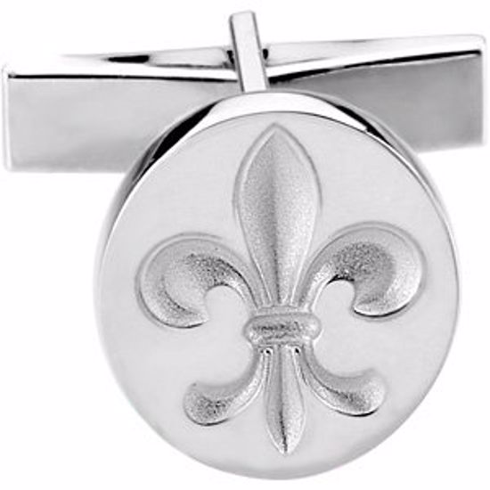 84126:100001:P 14kt White Fleur De Lis Cuff Link