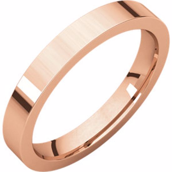 FIR7:223910:P 14 K Rose 3mm Flat Comfort Fit Band