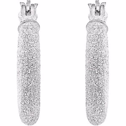 69094:22810:P Sterling Silver 25.5mm Sparkle Hoop Earrings