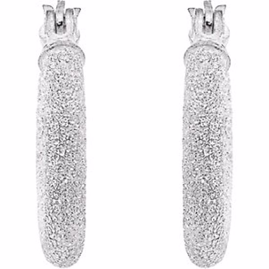 69094:22810:P Sterling Silver 25.5mm Sparkle Hoop Earrings