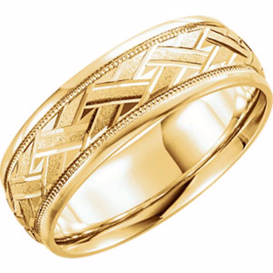 50679:60027:P 14kt Yellow 7mm Weaved Design Band Size 9.5 