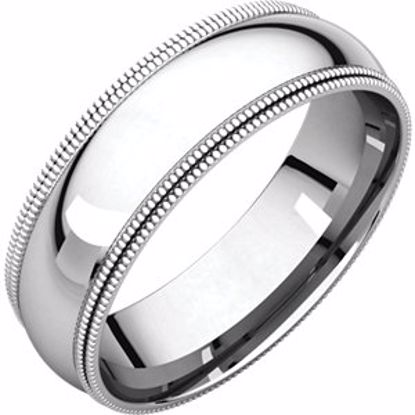 DMGR7.5:100033:P 14kt White 6mm Double Milgrain Comfort Fit Band