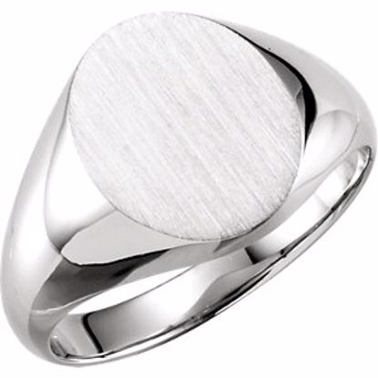 9320:307117:P Sterling Silver 14x12mm Solid Oval Men's Signet Ring