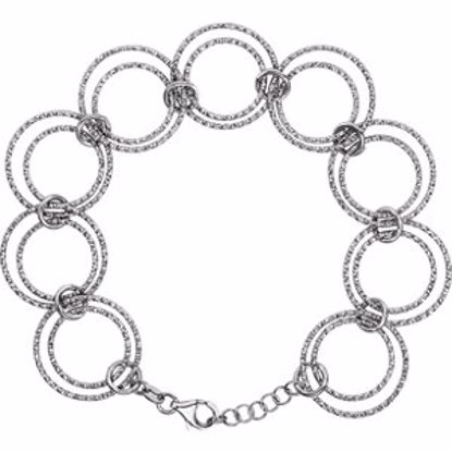 CH882:60002:P Sterling Silver Adjustable Circle 8" Bracelet Chain