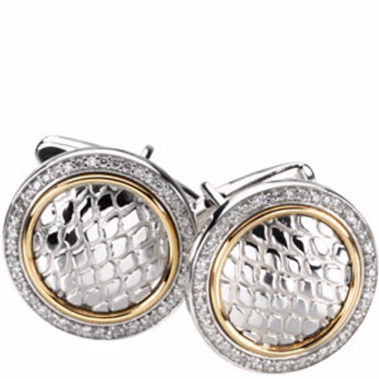 66535:843251:P Sterling Silver & 14kt Yellow 1/2 CTW Diamond Cuff Links