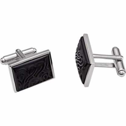 66556:60001:P Sterling Silver Onyx Cuff Links