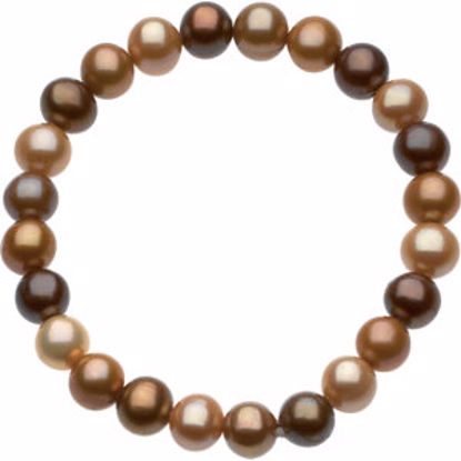 66592:60002:P 8-9mm Freshwater Cultured Dyed Chocolate Pearl 7" Stretch Bracelet