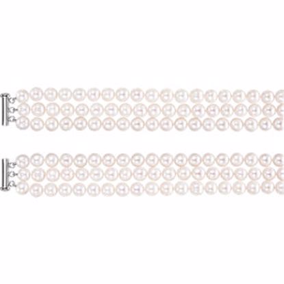 66599:60001:P Sterling Silver Freshwater Cultured Pearl 3 Row 22" Necklace