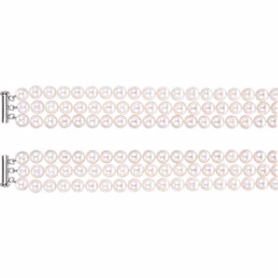 66599:60001:P Sterling Silver Freshwater Cultured Pearl 3 Row 22" Necklace
