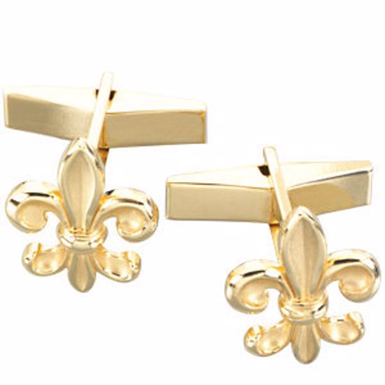 83802:60001:P 14kt Yellow Fleur-de-Lis Cuff Links 
