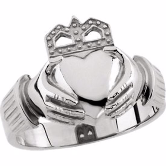 9423:32292:P Sterling Silver 15x11mm Men's Claddagh Ring