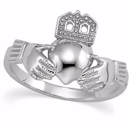 10584:32280:P Sterling Silver 12x14mm Ladies Claddagh Ring