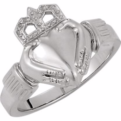 10583:32283:P Sterling Silver 14.5x10.5mm Ladies Claddagh Ring